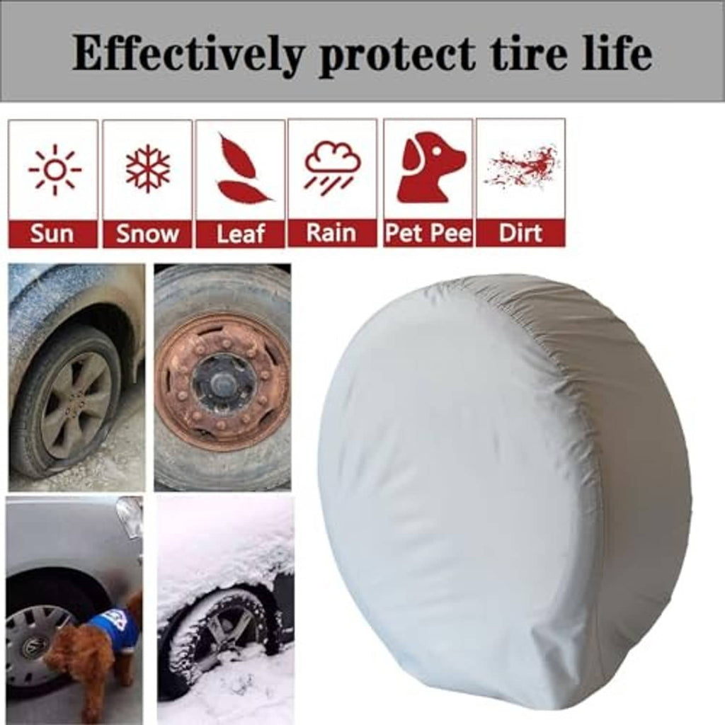 Light gray wheel tire cover with a rounded dome shape and soft fabric wrinkles