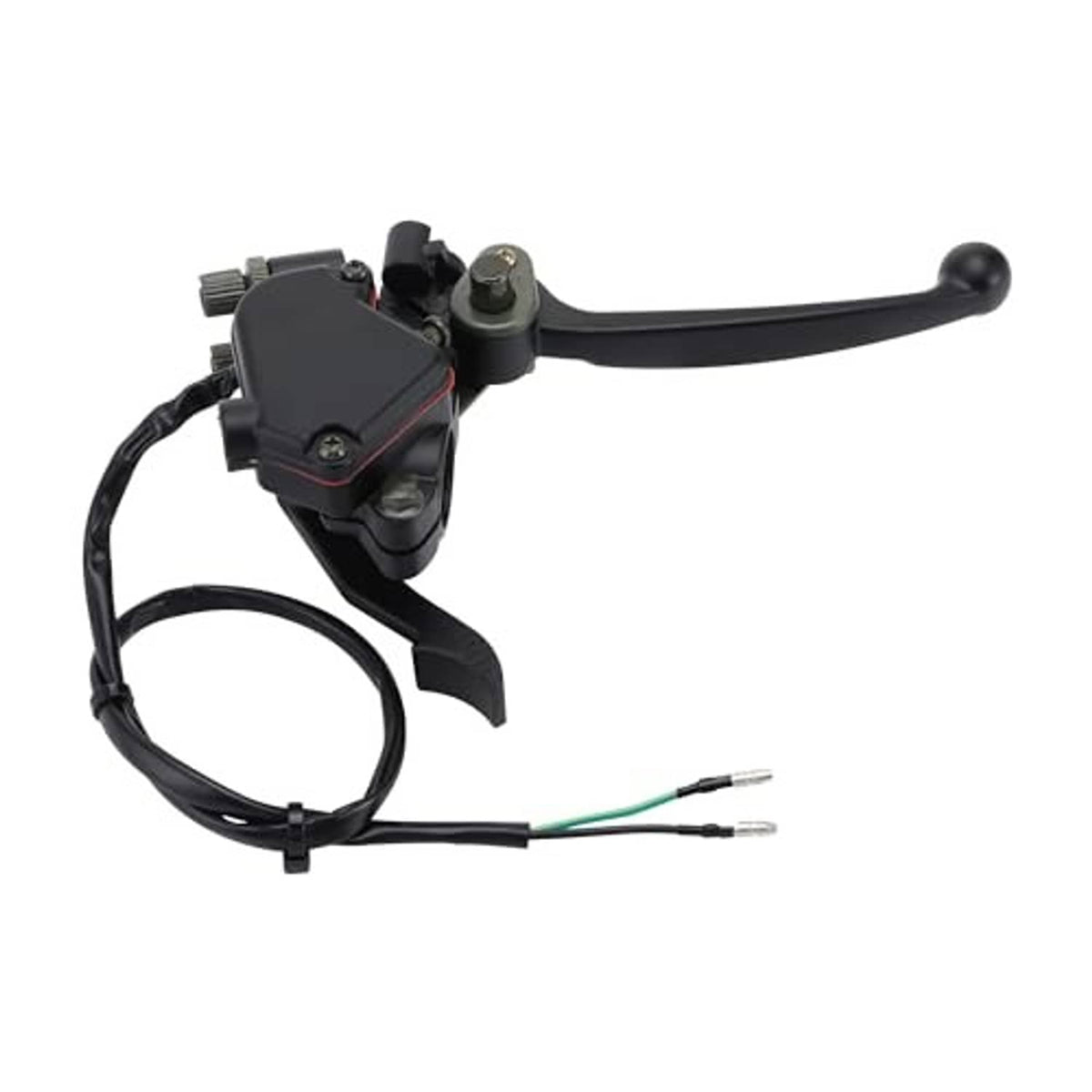 Black brake lever thumb throttle control with wiring harness and cable connectors