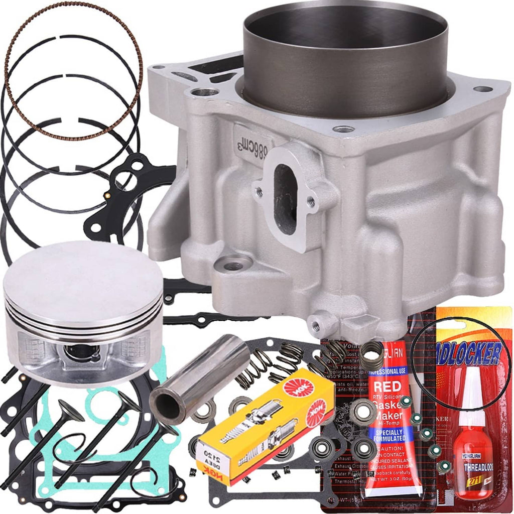 Engine cylinder and piston assembly with gasket kit, rings, and sealant tubes