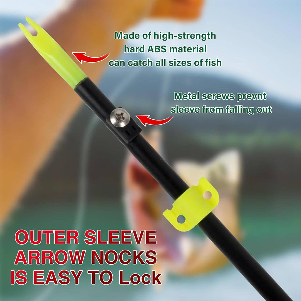 Neon yellow outer sleeve arrow nock with black base and silver locking screw