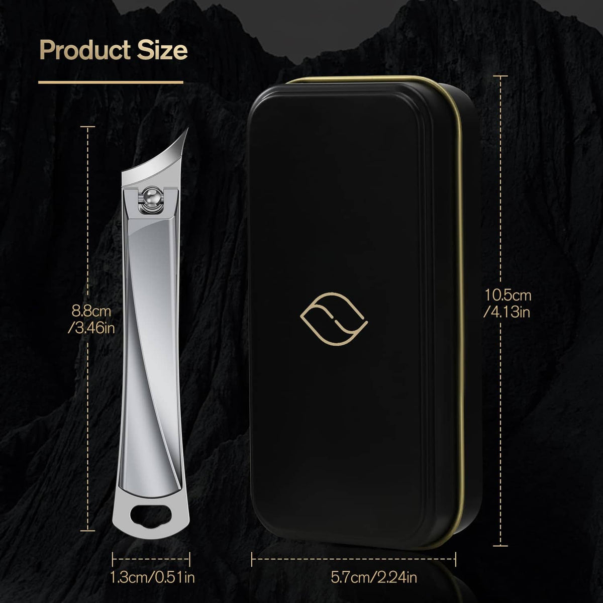Compact ingrown nail clipper shown with protective case, about 5.7 in length.