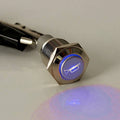 Esupport 12V car horn push button with blue LED horn icon, metal momentary head