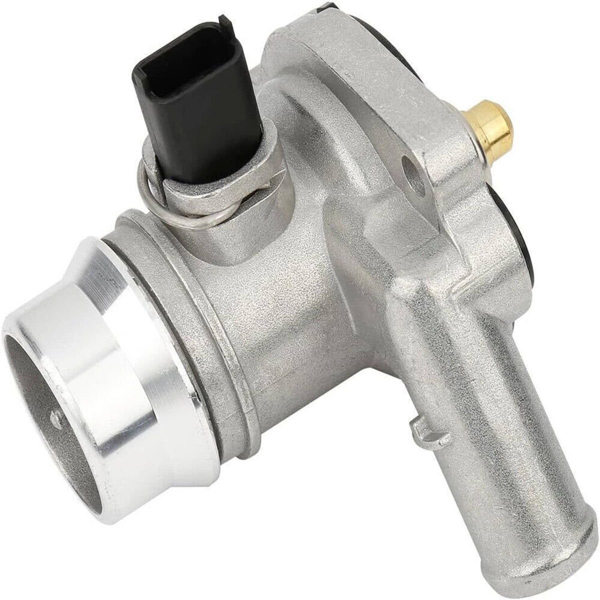 Thermostat housing assembly with metal body, inlet spout, and electrical connector