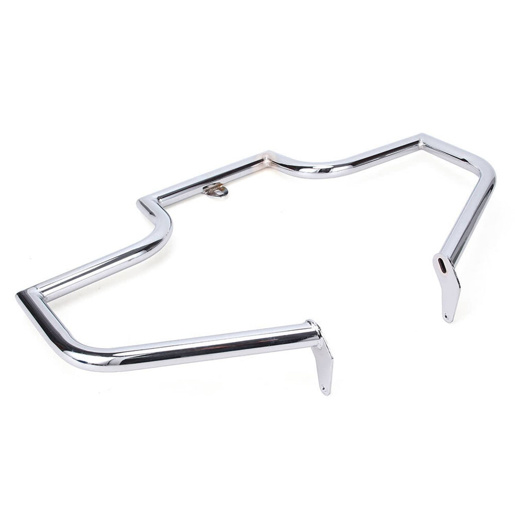 Chrome engine guard crash bar, curved front protective frame with side mounting brackets