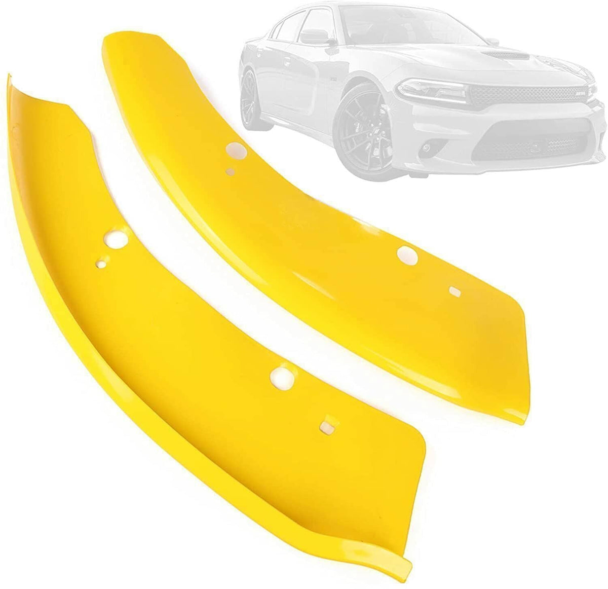 Yellow front bumper lip splitter protectors pair with pre-drilled mounting holes