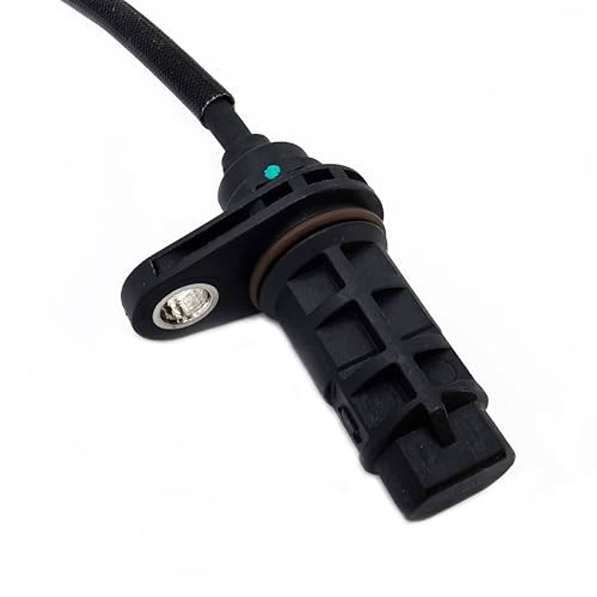 Crankshaft position sensor with metal pin plate and black housing