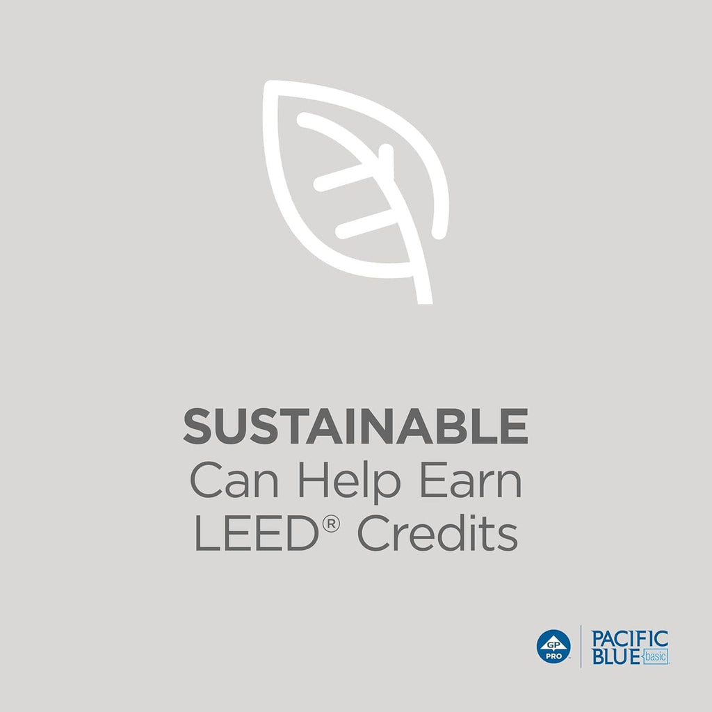Sustainable toilet paper packaging card with GP Pro leaf icon and Pacific Blue logo