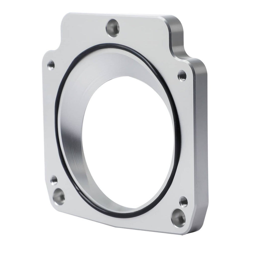 Throttle body adapter sealing ring with black rubber gasket in silver metal frame