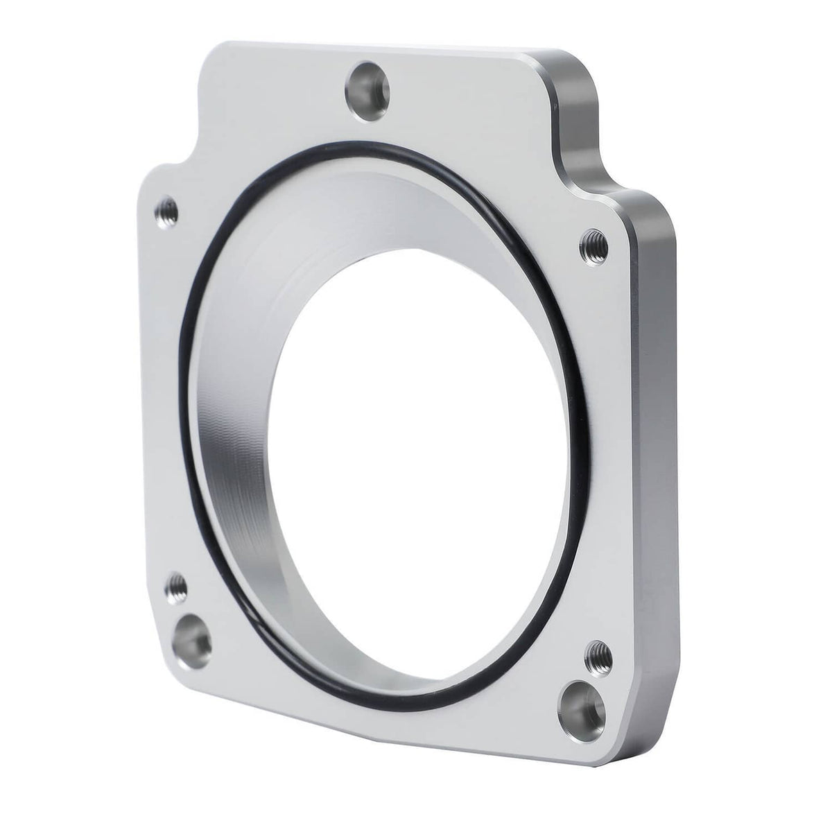 Throttle body adapter sealing ring with black rubber gasket in silver metal frame