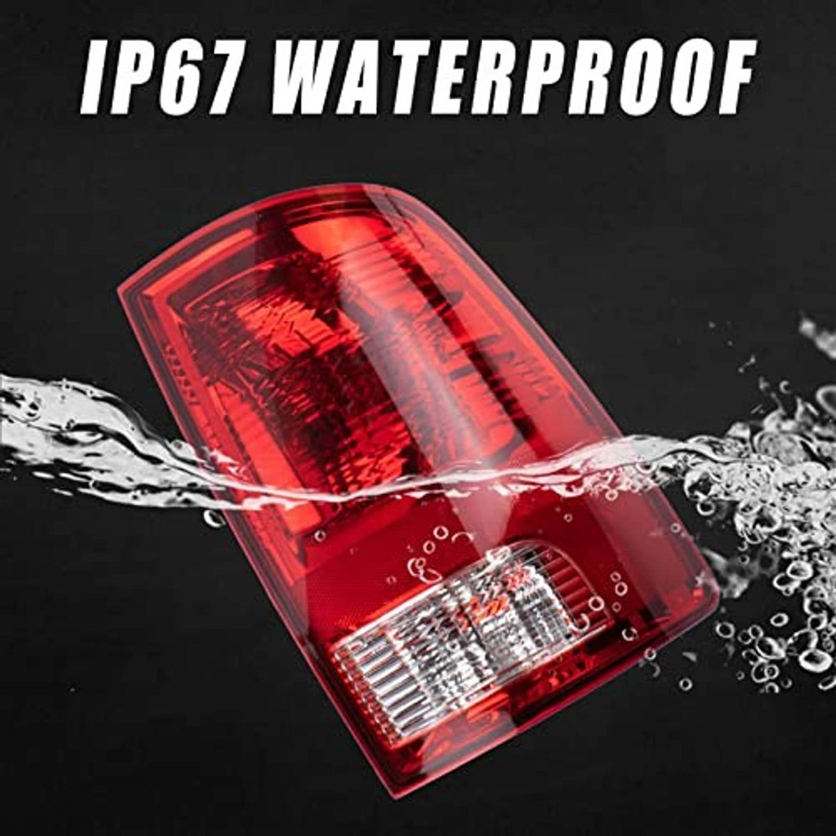 Right red tail light with clear lower lens and IP67 waterproof design