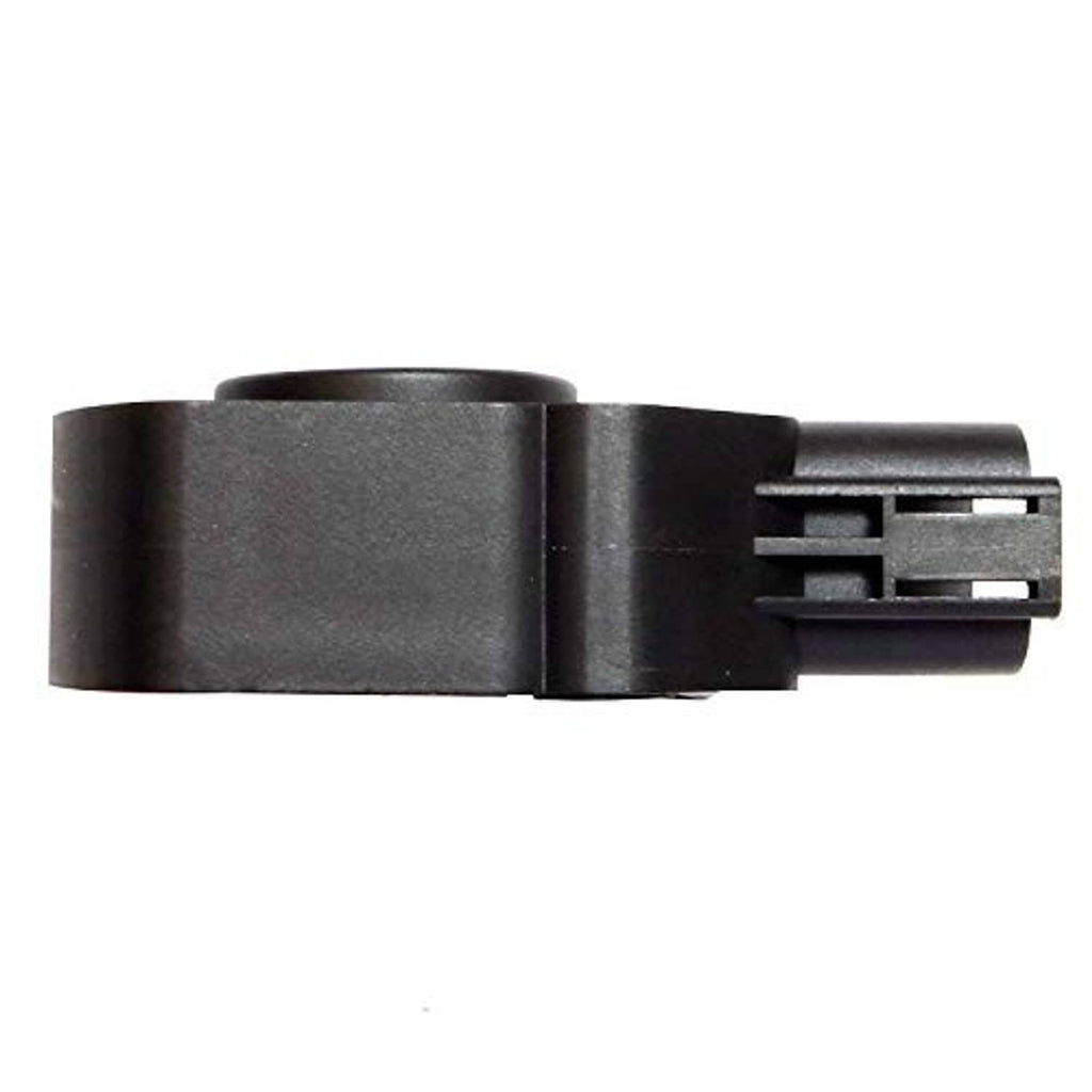Throttle position sensor rear view with black prong connector and mounting housing
