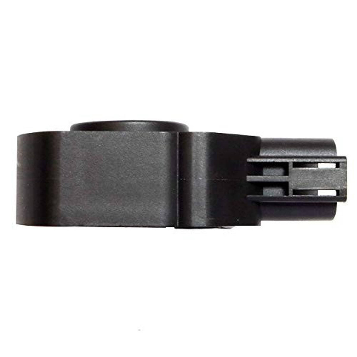 Throttle position sensor rear view with black prong connector and mounting housing