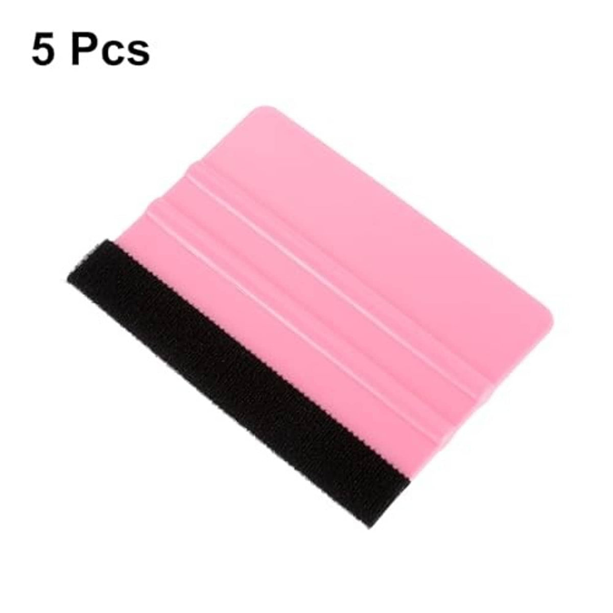 Pink vinyl wrap squeegee with black felt edge, rectangular grip tool (5 pcs)