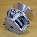 Silver primary drive clutch kit with fan-style outer cover and belt drive details
