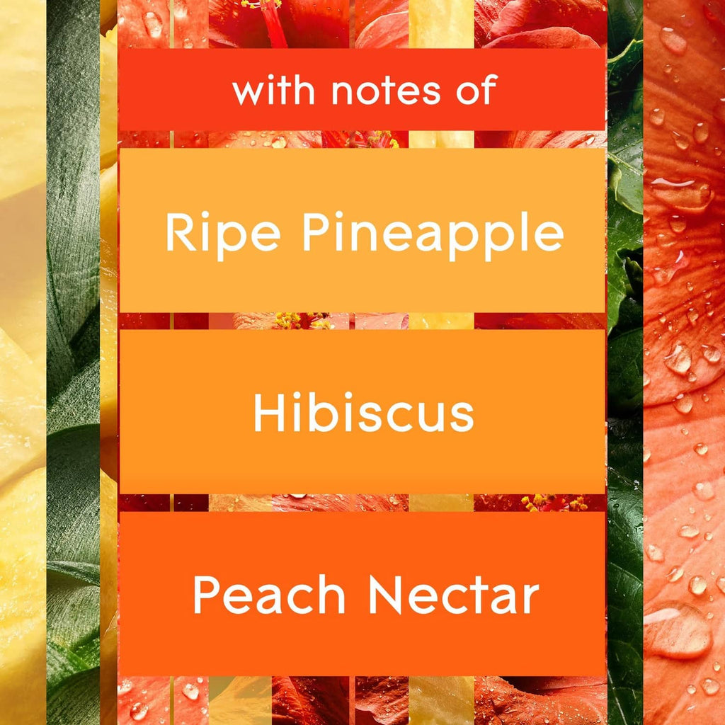 Glade fragrance notes panel: ripe pineapple, hibiscus, and peach nectar