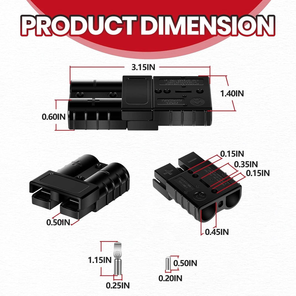 Quick connect plug with compact black housing and small connector pieces