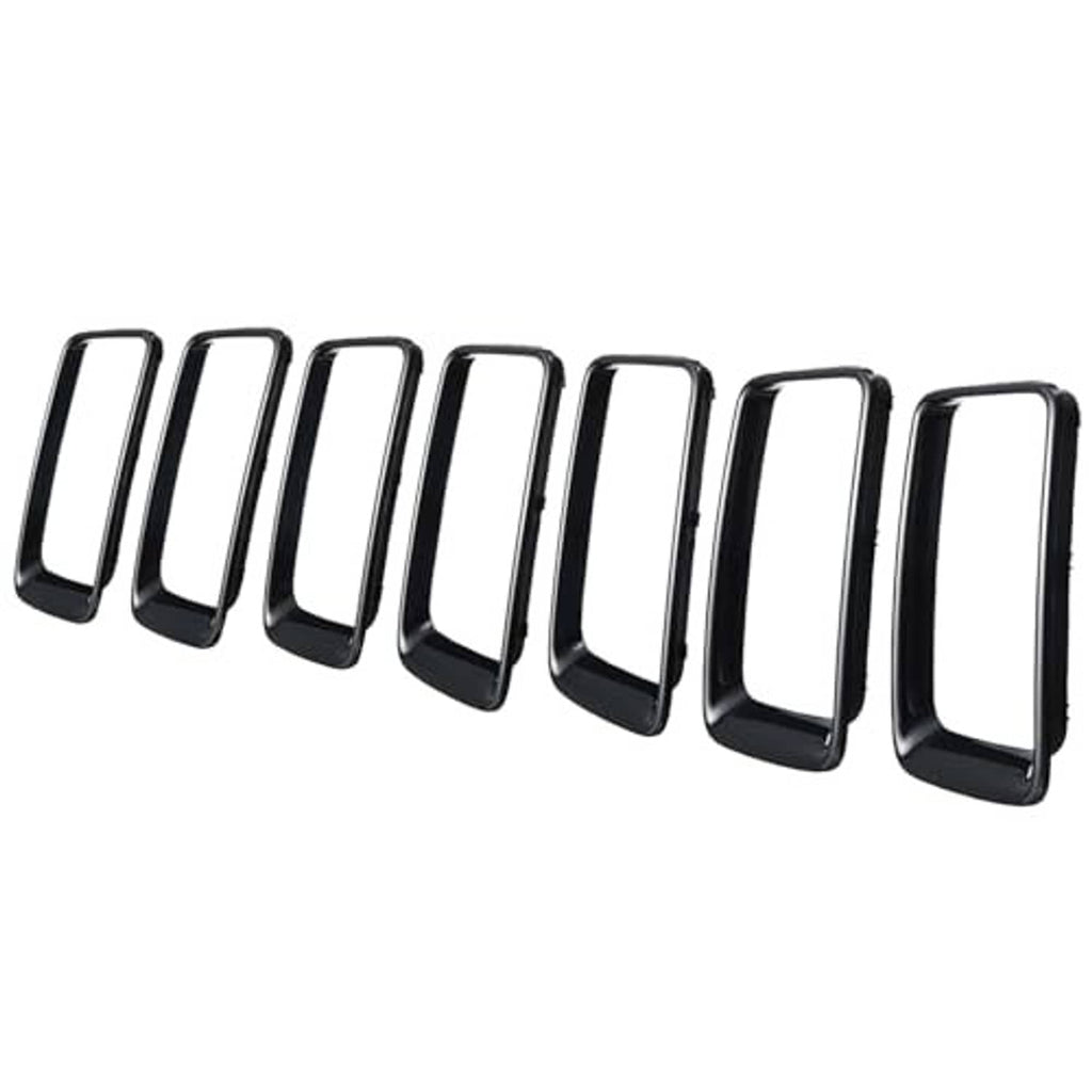 7 black grille vent insert trim rings with chrome outer edge, angled view