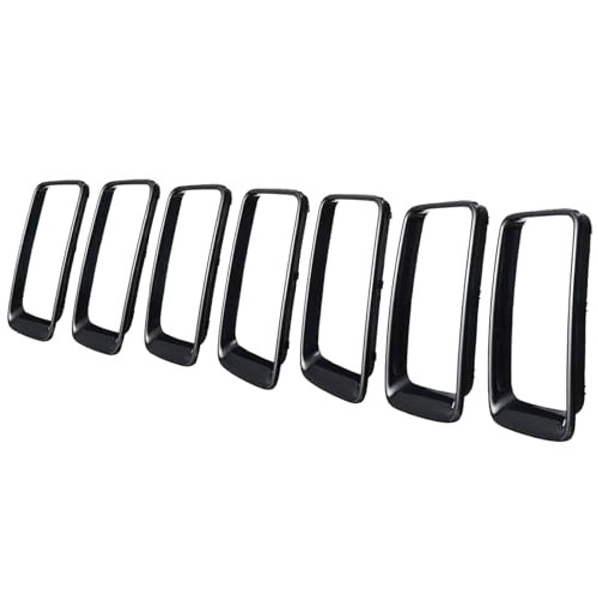 7 black grille vent insert trim rings with chrome outer edge, angled view