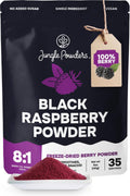 Freeze-dried black raspberry powder bag with berry-shaped hang tag