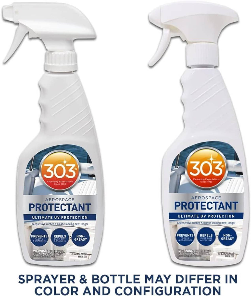 Two-pack style UV protectant spray bottles with white trigger sprayers