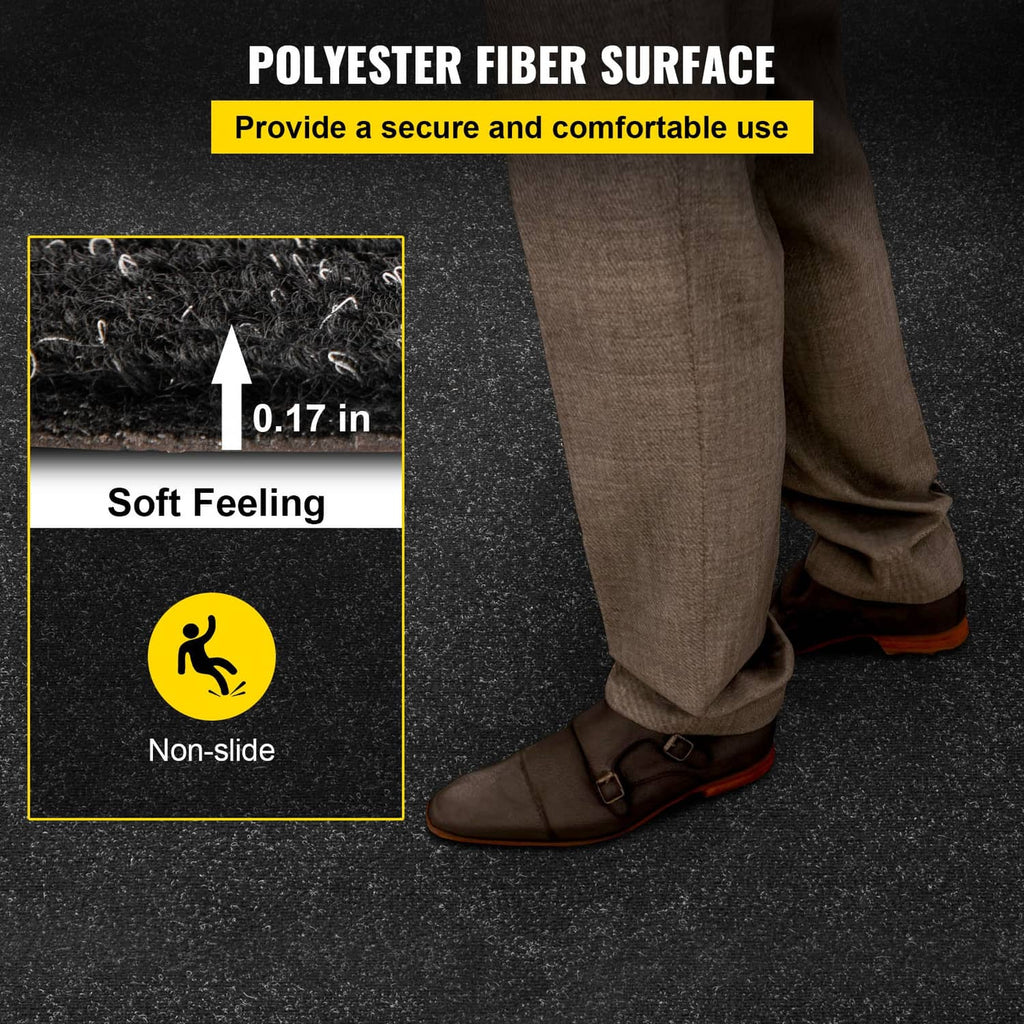 Charcoal black cutpile marine carpet with close-up textured fiber surface
