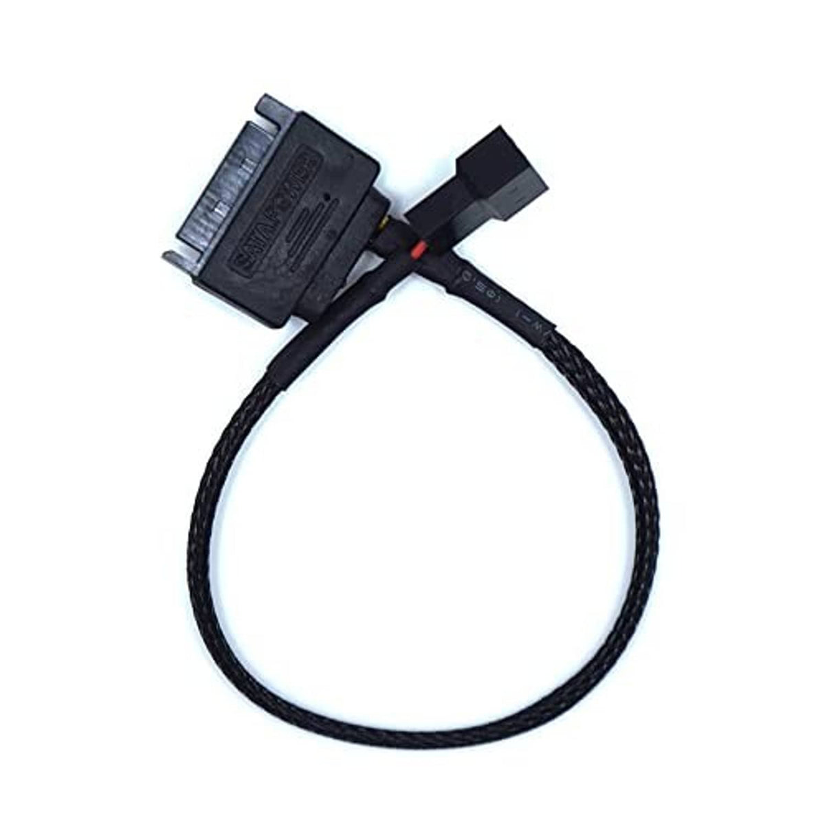 SATA to 3/4-pin fan adapter cable with braided loop and two different connector plugs
