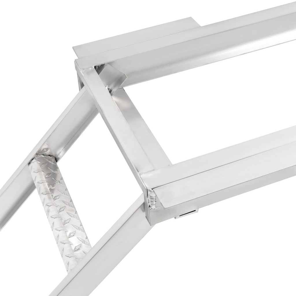 Aluminum ladder joint with textured step and visible fasteners