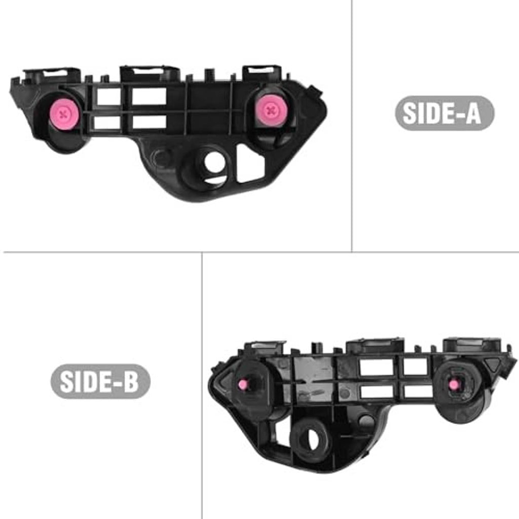Black left and right bumper bracket retainers, side A and side B with pink fasteners