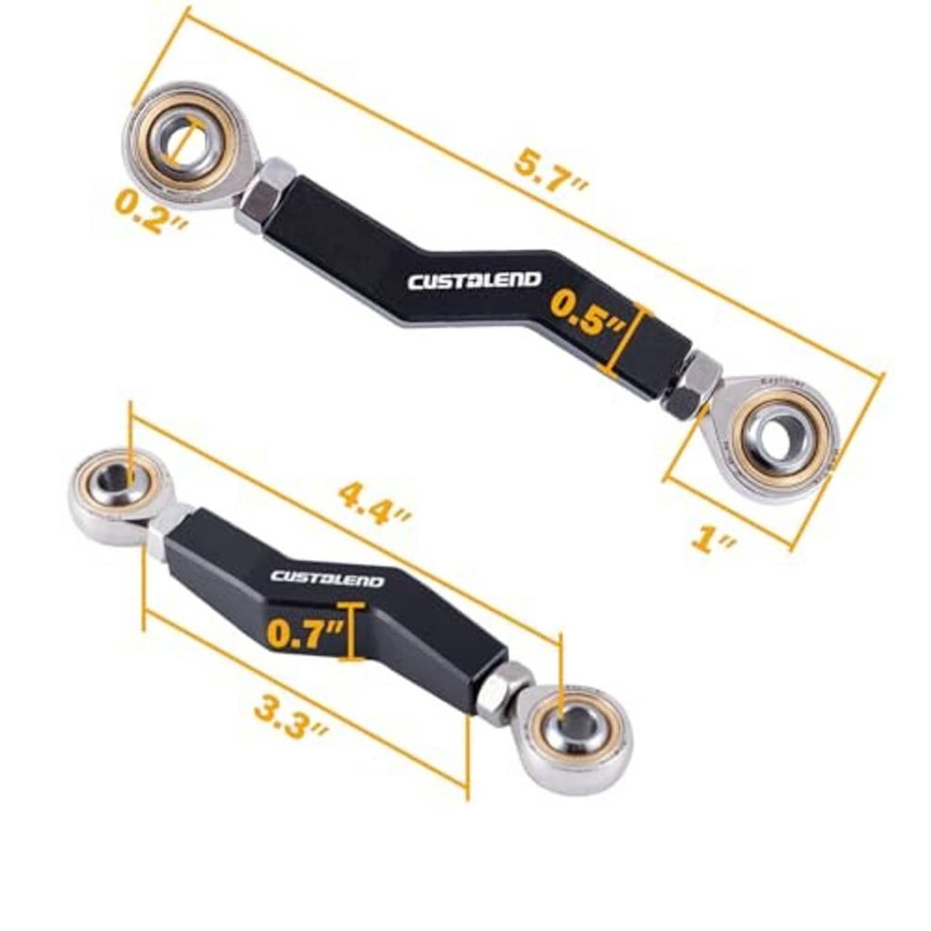 Adjustable brake linkage lever with black center and silver end bearings
