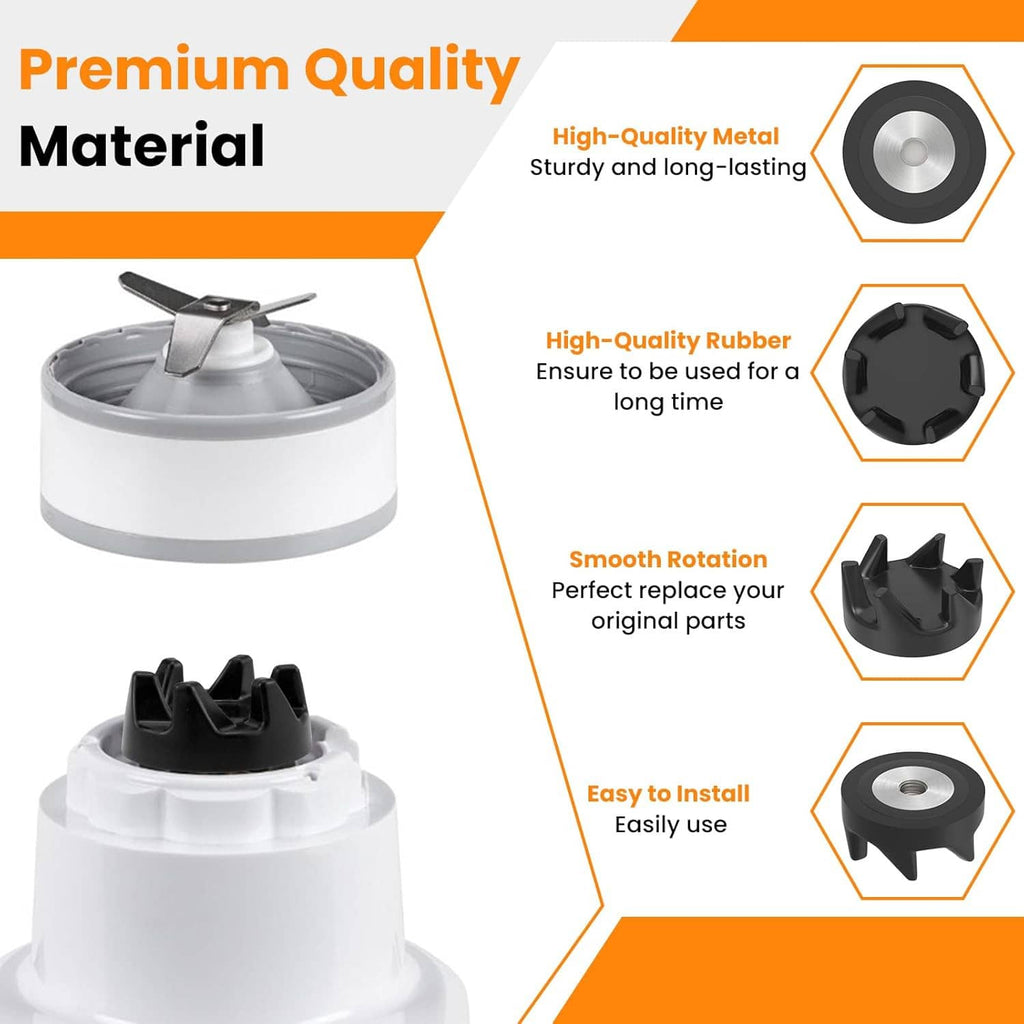 Black blender drive coupling replacement parts with metal threaded center, 4-piece set