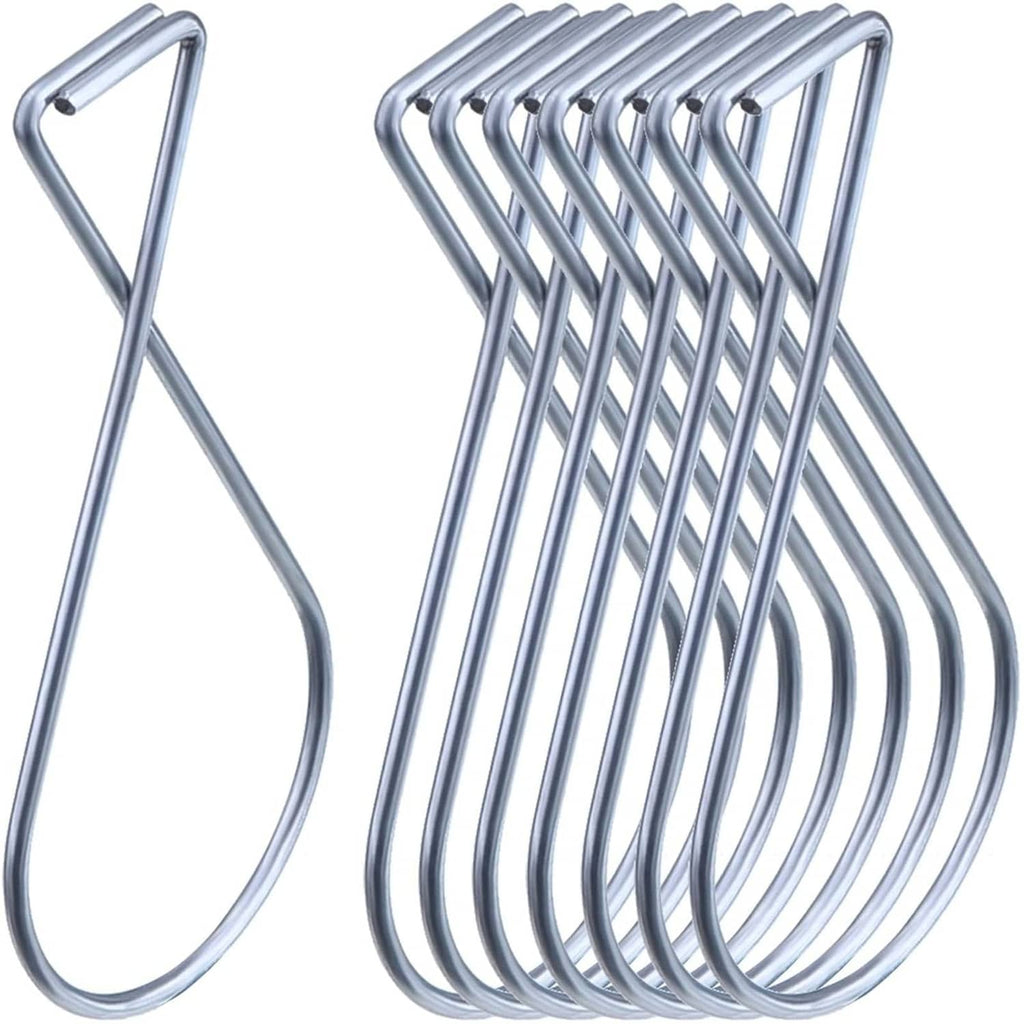 Ceiling hook clip set, silver metal S-shaped clips with open loop ends