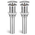 Pop-up bathroom sink drain, brushed nickel finish, no overflow, threaded body