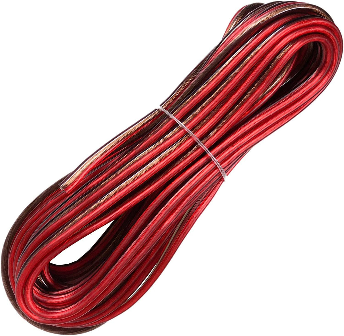 Red amplifier power cable coil with black outer insulation