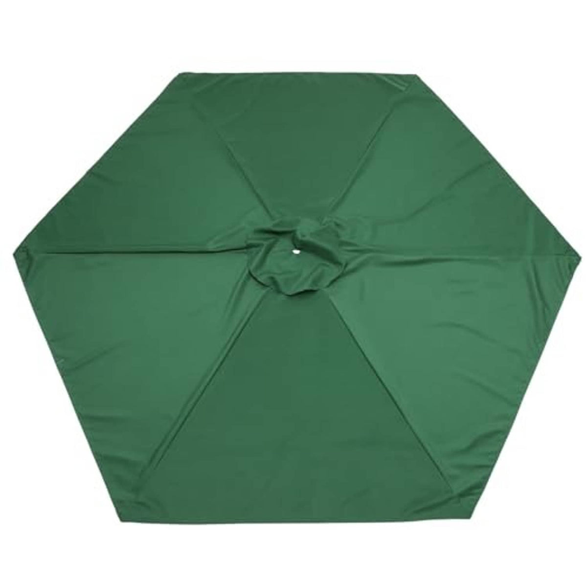 Replacement patio umbrella canopy, dark green hex top with sewn ribs and center button