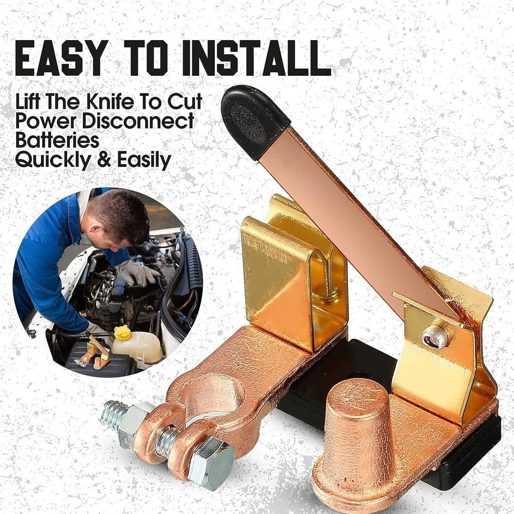 Battery knife switch with copper top post terminals and mounting bolts kit