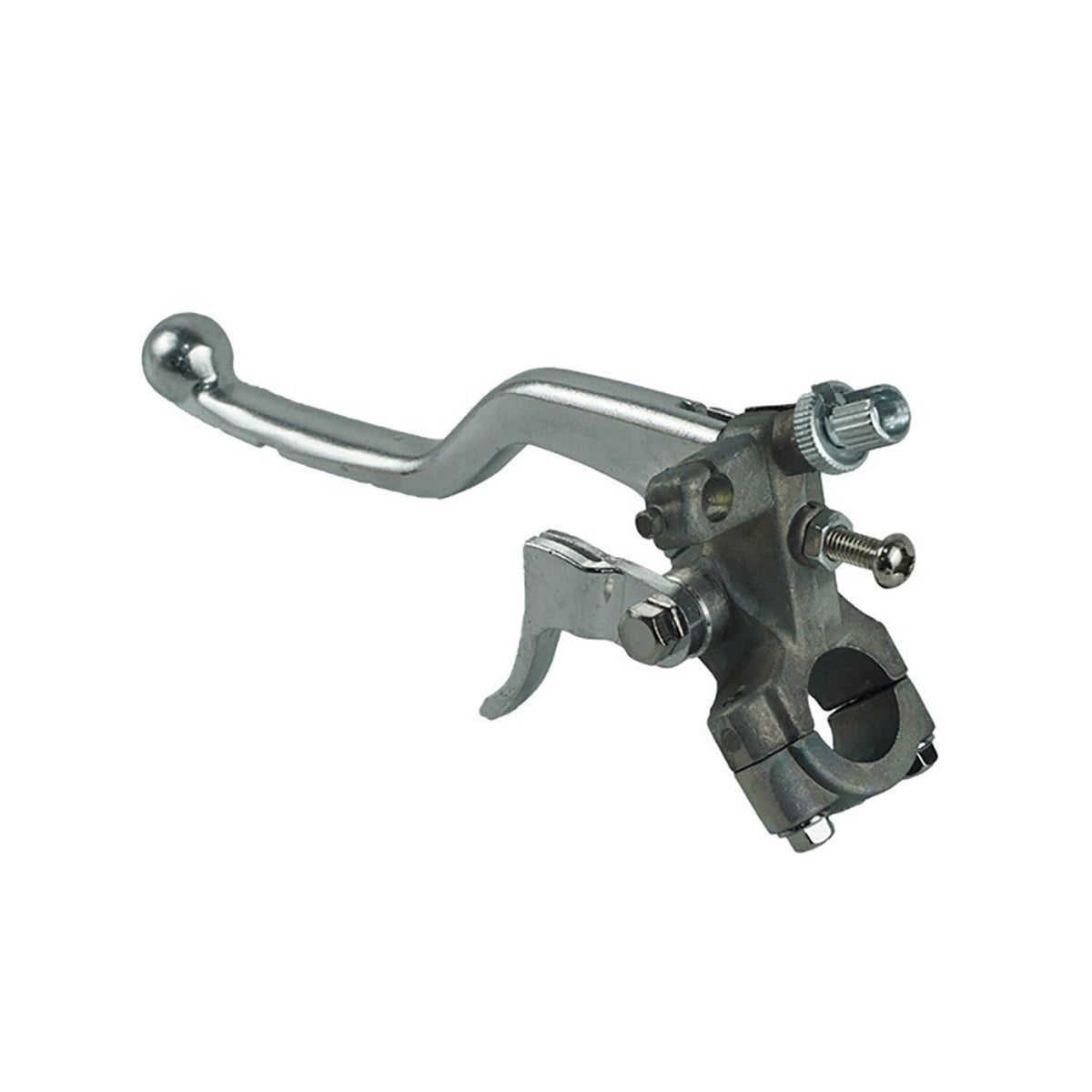 Left clutch perch lever, close angle, with chrome handle and mounting bolts