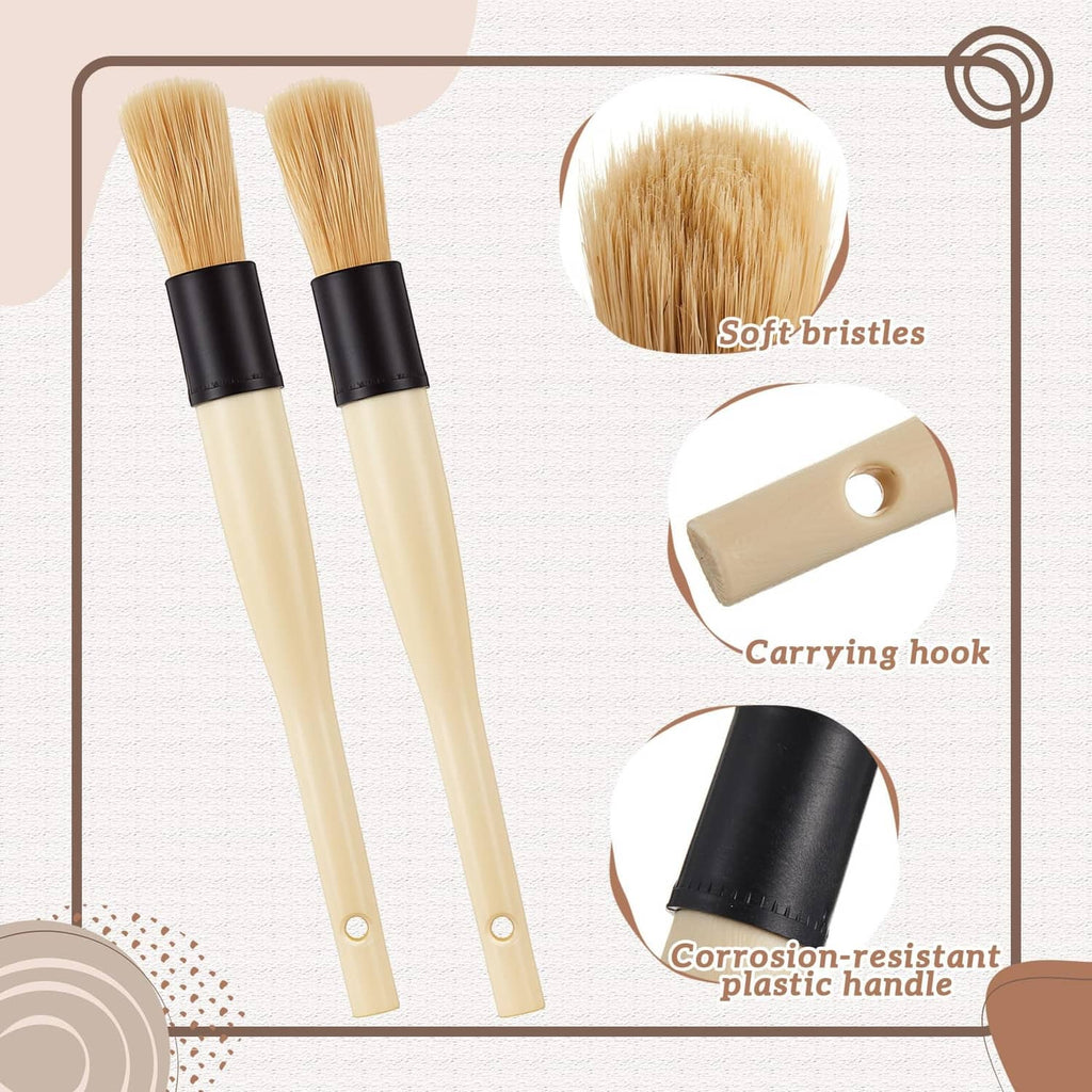 Set of two beige parts cleaning brushes with soft bristles and black handles