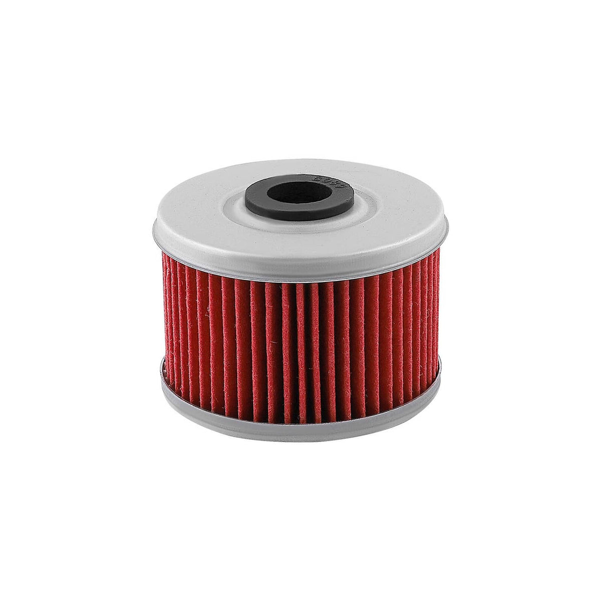 Cylinder top end rebuild kit oil filter with red pleated element in silver housing
