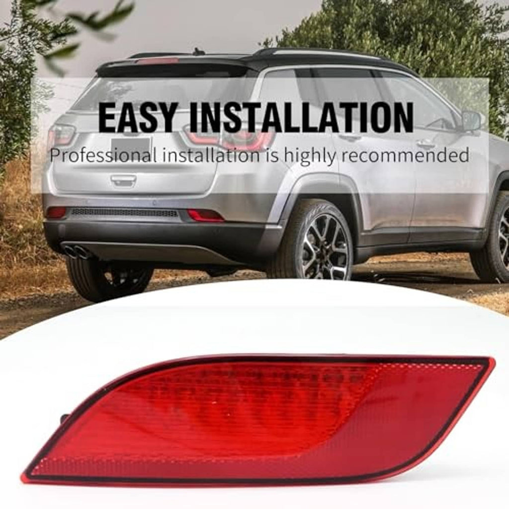 Red left-side rear bumper reflector light mounted on vehicle rear bumper