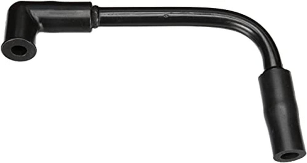 Black emission control hose with left mounting ring and right open tube end
