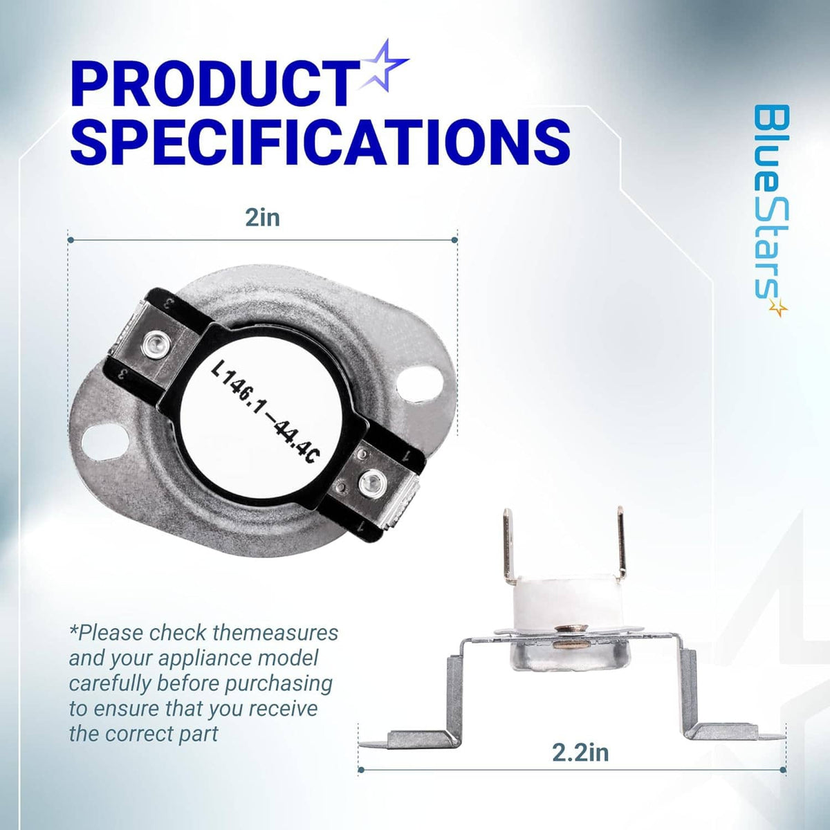 Dryer thermal cut-off fuse with circular sensor module and U-shaped mounting clips