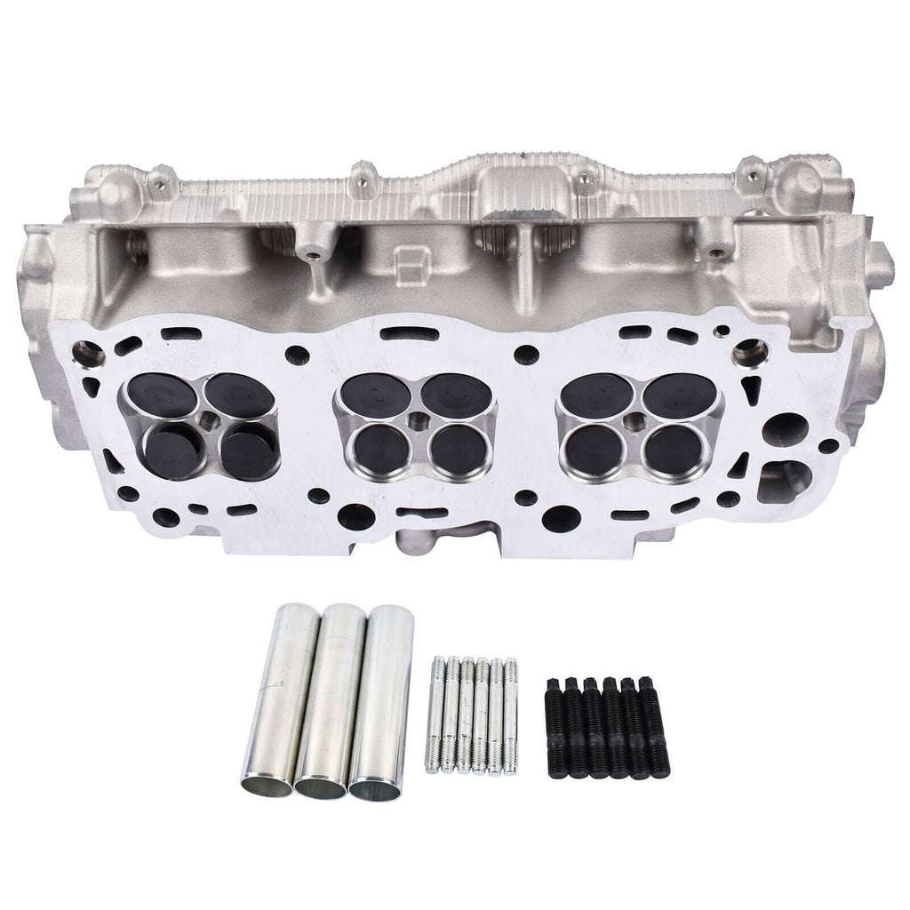 Right cylinder head viewed from top with six cylinder bores and machined ports