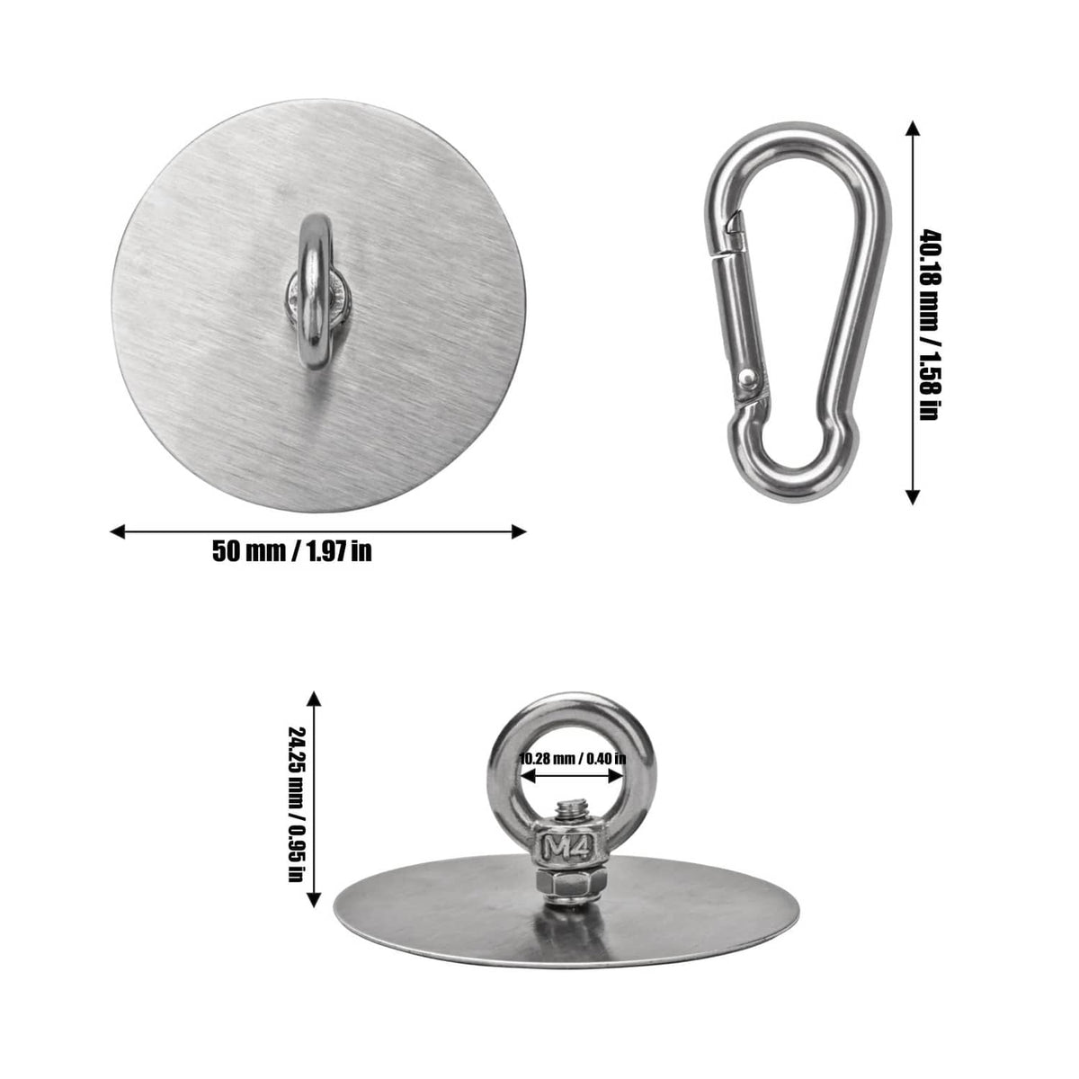 Self-adhesive ceiling hook pad with U-shaped stainless hanger and size markings