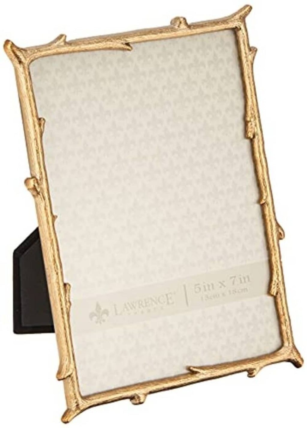 Gold metal picture frame with branch-style corner detailing and cream 5x7 mat