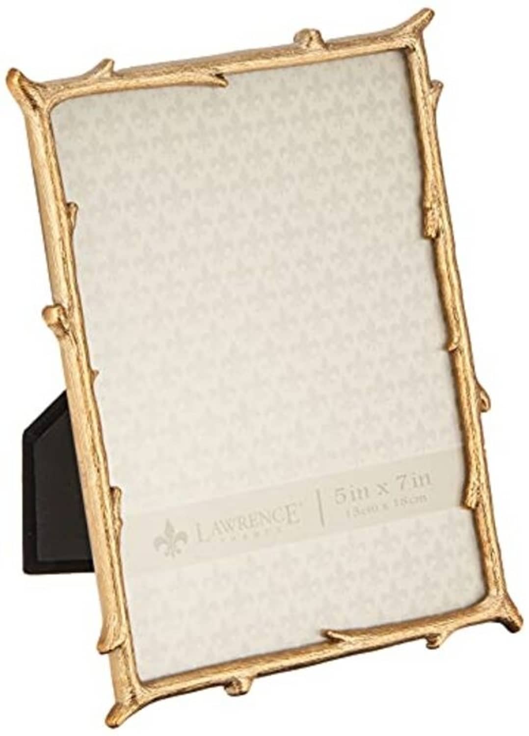 Gold metal picture frame with branch-style corner detailing and cream 5x7 mat