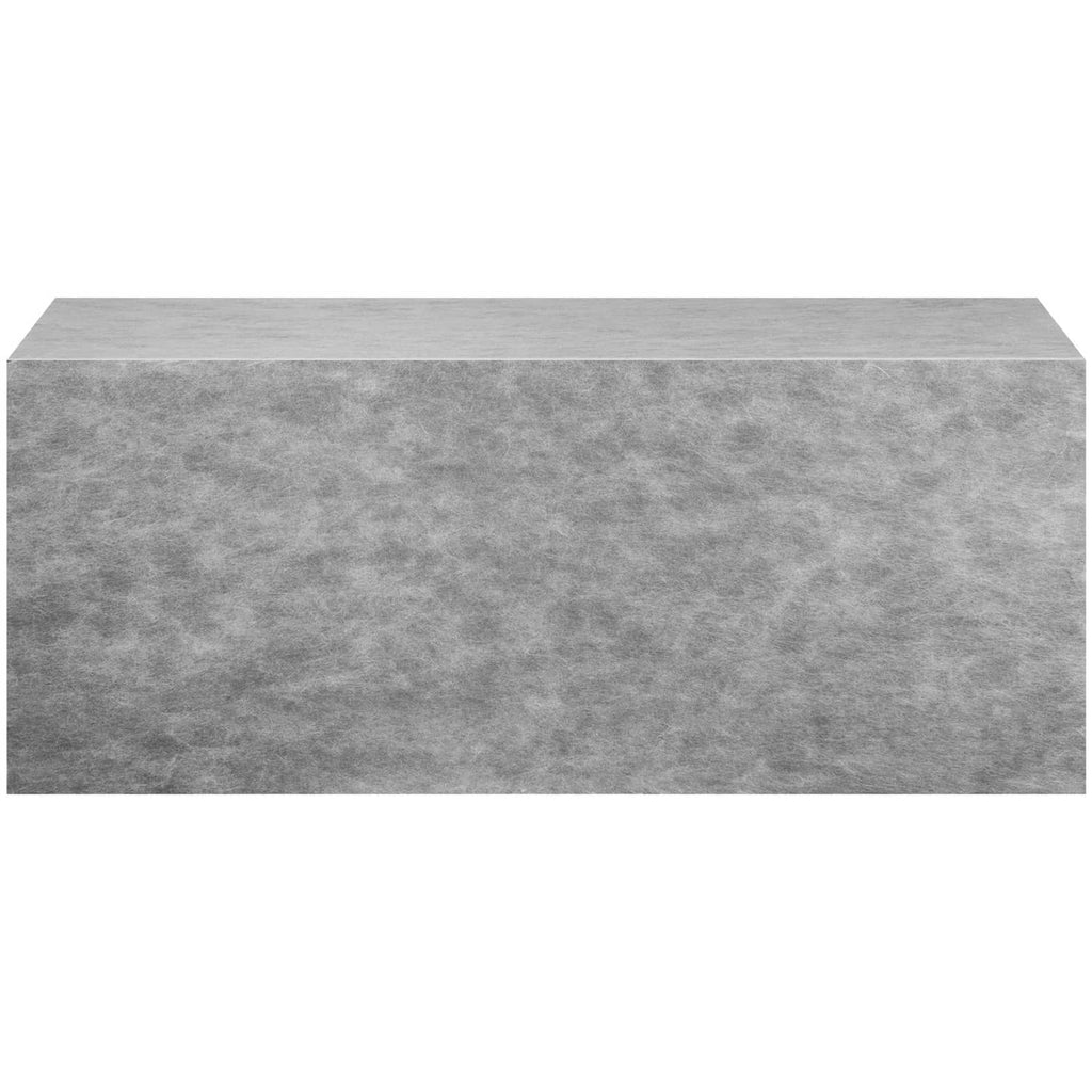 Gray rectangular shower bench seat board, long front face with textured surface