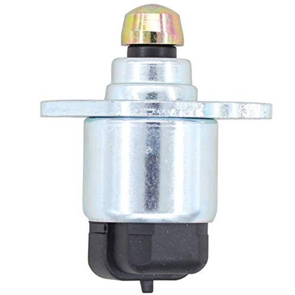 IAC valve with silver body and gold-tinted top cap, with side mounting bar