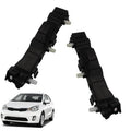 Front bumper support bracket set: two black plastic brackets with white mounting pins