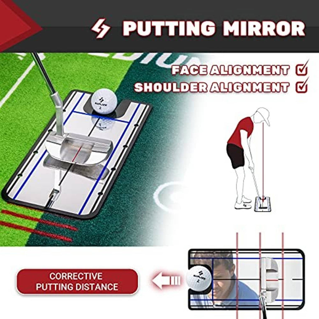 Putting mirror on the mat with face and shoulder alignment guidance