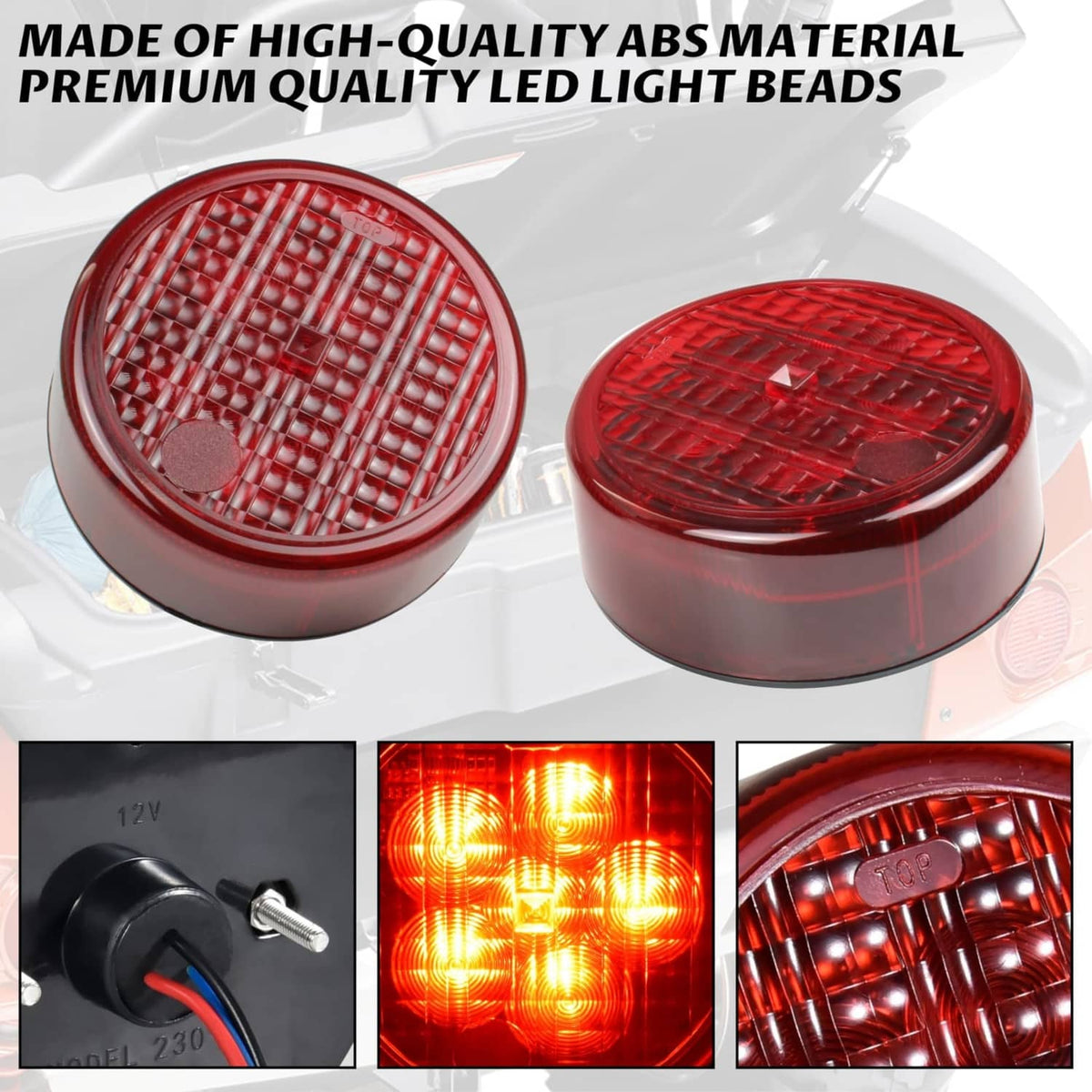 Red LED tail light lenses set with clear red dome and LED matrix